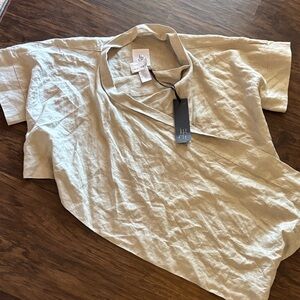 Igor Women’s Light Beige Short Sleeve Linen Top